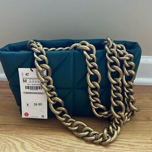 NWT Zara shoulder purse, green